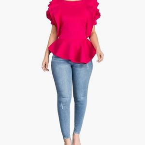 HOT Pink Peplum Top